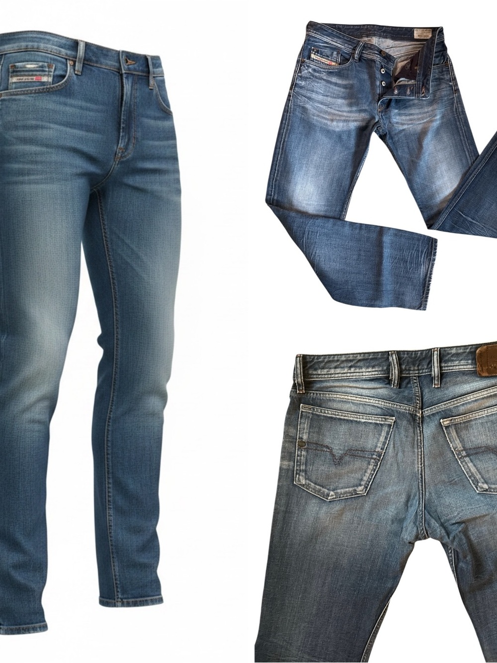 Diesel Waykee 0806U Jeans Men 32x32 Blue Straight Leg Stretch Distressed Denim